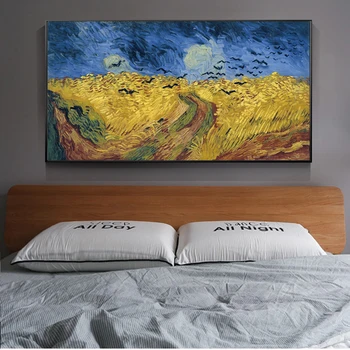 Van Gogh, lan de Grâu Ciori Ulei pe Panza Pictura, Postere, Printuri Quadros replica Arta de Perete Tablou Living Decor Acasă Cuadros