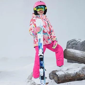 Hanorac Cu Copilul Cald Fete Zăpadă Costume De Sport În Aer Liber Adolescent Copii De Schi Seturi De Trening Pentru Copii De Iarnă Costume De Vânt Haine Set