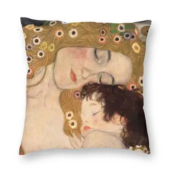 Cele Trei Vârste Ale Femeii față de Pernă Decor 40x40 Imprimare 3D Gustav Klimt Pictura Arta de Perne pentru Canapea Dubla Side
