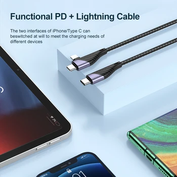 KUULAA USB-C to USB de Tip C pentru Cablu Lightning PD 65W 20W Rapid de încărcare de Încărcare de Sârmă Pentru iPhone 12 11 Pro Max Huawei Samsung Cablu