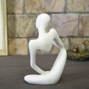 VILEAD Naturale Gresie Meditație Figurina Miniaturi Gânditor Statuete Decor Acasă Suveniruri Creative Cadouri pentru Anul Nou