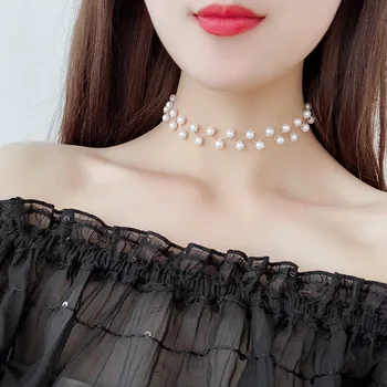 Coreea de vară de agrement noua moda simplu student temperament sexy femei versatil imitație pearl colier bijuterii en-gros