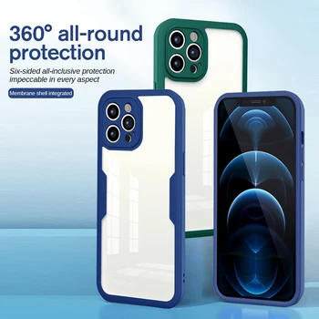 360° Fata+Spate Plin Caz de Protecție Pentru Iphone am telefon Aifon Detelefon 12 13 pro Mini Max 5G 2021 Silicon Moale rezistent la Socuri Coque