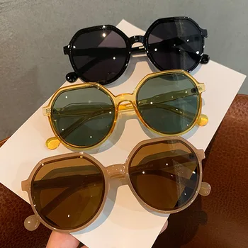 Nou Stil de Moda All-meci Tendință ochelari de Soare Femei/Bărbați Cadru Rotund Ochelari de Soare Ins Tendință Bomboane de Culoare Cadru Mare