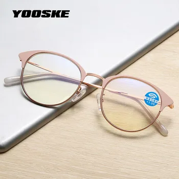 YOOSKE Moda Anti Blue Light Ochelari de protecție Ochelari de Citit Femeile Optic Anti Oboseala Cadru Metalic Clar Lectură Ochelari de vedere +1.0 +4.0