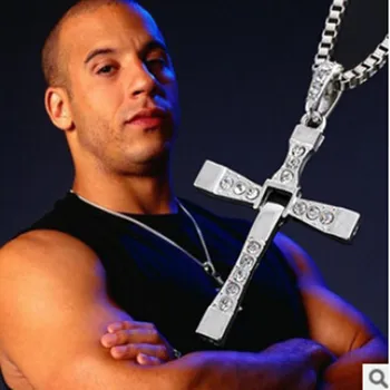 Fast And Furious Dominic Toretto Vin De Film De Bijuterii Clasic Pandantiv Stras Argintiu Cruce Coliere Barbati