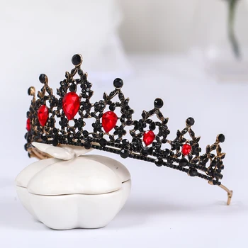 Red Crystal Crown Mireasa Accesorii De Par Stras De Cristal Accesorii De Nunta Tiara Coroana Caciulita 0