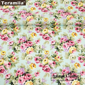 Teramila Bumbac Poplin Material Mozaic Floral Stil de lucru manual pentru Copii Tricou Grăsime Sfert de Metru de Pânză CM pentru Cusut