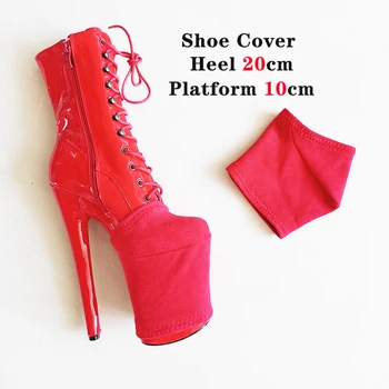 Pantofi de piele de căprioară Capac 20cm Polul Pantofi de Dans protector Negru Roșu Blule Moda Impermeabil Cizme cu Platforma Stripteuza Sexy Femei Pantofi