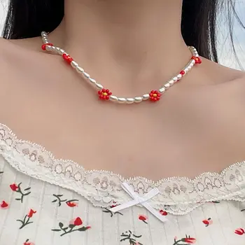 HangZhi 2021 Nou Margele Perla Clavicula Colier de Rășini Acrilice Colorate Flori Cravată Lanț pentru Femei Fete Partid Cadouri Bijuterii