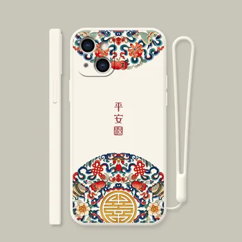 Chineză Stil de Personalitate Telefon Caz Pentru iPhone X XS XR 11 12 13 Pro MAX 7 8Plus Capa Înapoi Acoperă Lichid Gel de Siliciu Cazuri de Telefon