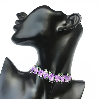 Nouă Primăvară Broderie Flori Colier Ins Stil Simplu Multicolor Fata Cravată Clavicula Flori Guler Pentru Femei Bijuterii