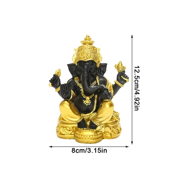 Indian Buddha Elefant Dumnezeu Statuia Domnului Ganesha Sculpturi Rășină Ornamente De Aur Ganesh Figurine Decor Acasă Statuie A Lui Buddha