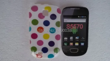 1 Bucată Minunat Punct Polka Puncte Colorate Moale TPU Acoperire Telefon Mobil Caz Pentru Samsung Galaxy Mini S5570 Gratuit