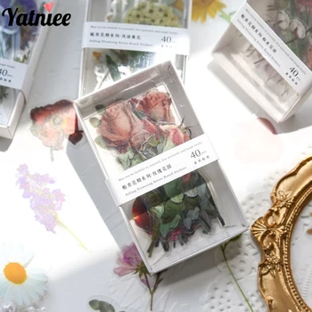 Yatniee 40 buc/pack Papetărie Autocolante cu Flori pentru Scrapbooking Planificator de Jurnalizare Meserii DIY Album Decorare Autocolant, Eticheta