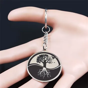 Yin Yang Gossip Tree of Life din Oțel Inoxidabil brelocuri Bărbați de Culoare Argintie Brelocuri Bijuterii Femei llaveros hombre para K4025S02