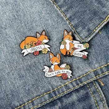 Desene animate Fox Seria Email Ace Personalizate Mini Animal Broșe pentru Copii Sac de Prieteni Pin Rever Mic Vulpe Insigne, Bijuterii en-Gros