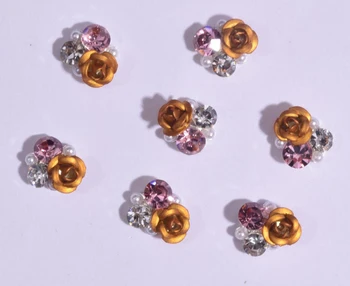 10 bucăți de cristal stras unghii pearl aliaj 3d decoratiuni crescut unghiile farmece strasuri pentru unghii bijuterii dotari 9*9 mm