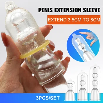 3pcs Acoperă Glandul Penisului Extinderea Maneci Pentru Barbati Adult Jucărie de Sex Masculin Reutilizabile Prezervativ Inel de Penis Ejaculare Întârziere Penis Capac Sexshop