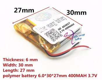 603027 063027 3.7 V 400mah Baterie Litiu-polimer cu Bord de Protecție Pentru Bluetooth GSP Produse Digitale