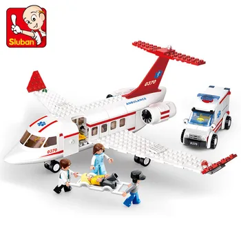 335PCS Oraș Aeronave Aviație Tratament Medical de Ajutor de Avion Ambulanță Aeriană de Avion Blocuri Seturi Brinquedos Crearea Jucării