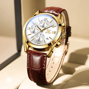 OLEVS 2022 Noua Moda Mens Ceasuri de Top de Brand de Lux Cuarț Ceas din Piele Premium Impermeabil Sport Cronograf Ceasuri Pentru Barbati