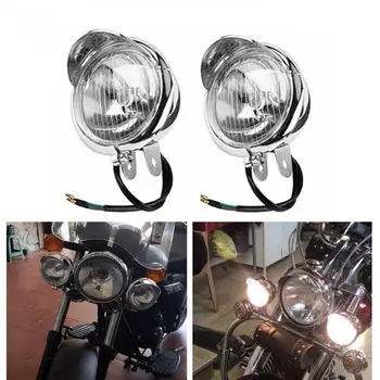 12v Universal Culoare Crom ABS Motocicleta Lumina proiectoare Ceata Faruri de Motocicletă Lampă cu LED-uri Faruri Faro Accesorii Moto