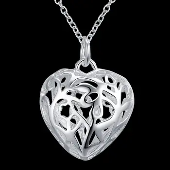 Culoare argintiu nobil de lux rafinat, elegant, de înaltă calitate femei în formă de inimă ajurata colier de vânzare fierbinte clasic de bijuterii de argint