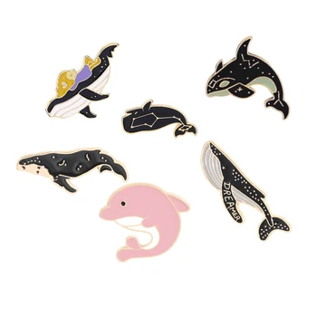 Desene animate Drăguț Lume de Mare Delfin, rechin Brosa Ace Butonul Ace Blugi Haine bijuterii Accesorios Femei Cadouri