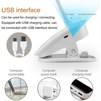 USB Led Reîncărcabilă Mini Clip-On, Lampa de Birou Lumina Flexibil Veioza Lampa de Citit Pentru a Călători Dormitor Carte Portabil Clip Lumina