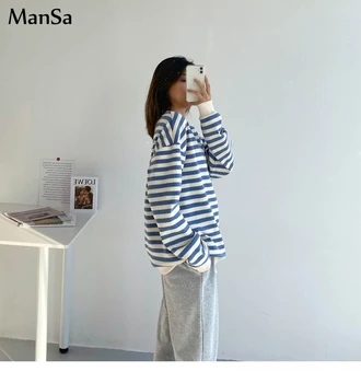 Primăvara Hoodies Femei Harajuku Gotic stripe cotton Hoodie de Toamna cu maneci lungi vrac Kawaii coreean subțire Tricou negru kpop Topuri