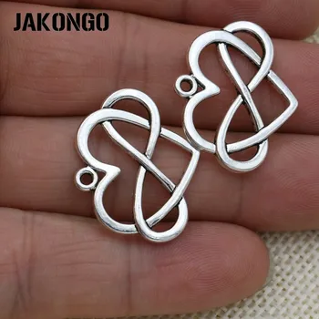 JAKONGO Placate cu Argint Antic Infinity Inima Farmece de Dragoste pentru a Face Bijuterii Brățară Accesorii Bijuterii Constatările 5PCS/lot