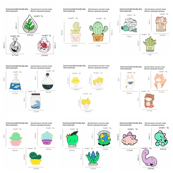 Desene animate personalizate origami dinozauri Email Ace de Cactus Plante Suculente Broșe Sac de Ace de Rever Desene animate Insigna de Bijuterii Cadouri pentru copii