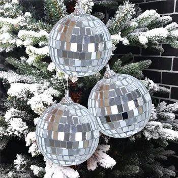 6Pcs 3/4cm Pom de Crăciun Agățat Ornamente Mini Disco Bile Oglindă Tort de Decorare Anul Nou Xmas Party Favor Consumabile
