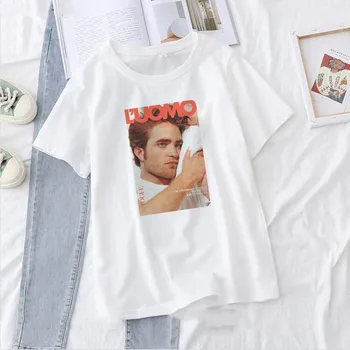 Harajuku T-shirt Robert Pattinson în Picioare Meme Tricou Femei Alb Graphic Tee Topuri Rob Tricouri cu Mânecă Scurtă Tricou de Moda