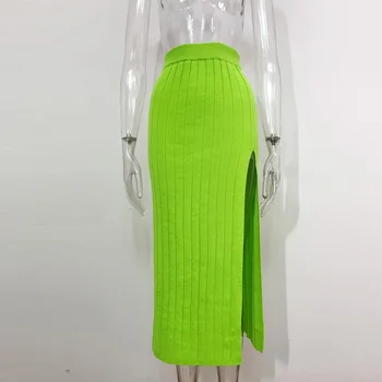 Talie Mare Bodycon Neon Roz Fusta Femei 2021 Nouă Primăvară Toamna Tricotate Fusta Midi De Sex Feminin Elegant De Birou De Lucru Fuste Creion