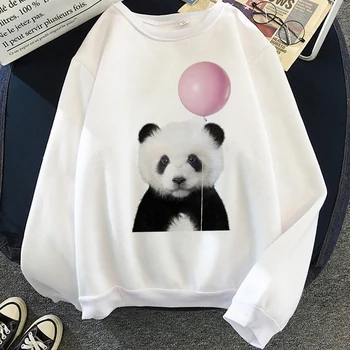 Panda Drăguț Hanorac Bluze Streetwear Harajuku Estetice Alb Topuri Hoodies Femei 2021 Toamna Iarna Coreea Moda Tricou