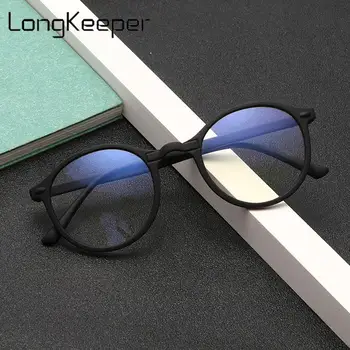 LongKeeper Anti Blue Light Ochelari Bărbați Femei Rotund Clar Lentile De Ochelari Vintage Jocuri De Calculator Eyeware Spectacol Optic