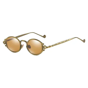 Om nou ochelari de soare retro steampunk ochelari gotic oval cadru Metalic sculptat ochelari de soare cartier ochelari de soare femei ochi de pisica