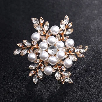 Moda diamant fulg de nea brosa personalitatea simplu pearl broșă corsaj haine pentru femei accesorii