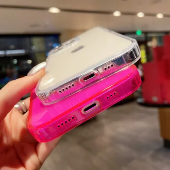 Fluorescente de Culoare TPU Caz Moale Pentru iPhone 11 12 Pro Max 11 Pro XS Max XR X 7 8 Plus SE 2020 rezistent la Șocuri Acoperire Completă Acoperi Caz 1