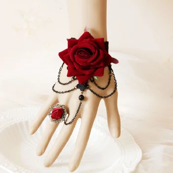 Europene și Americane new retro moda Halloween dantelă roșie a crescut brățară inel o trupa încheietura mâinii miresei, ornamente 1