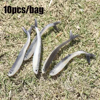 10BUC /Punga Woblere de Argint de Viteze Silicon Vierme Momeală de Pescuit Viermi de Pește Momeală Jig Cap Moale de Pescuit, Momeli de Pescuit Creveți 1