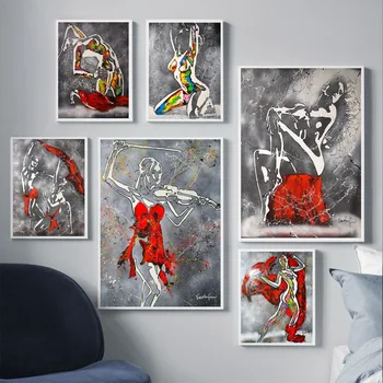 Modei moderne abstractă, panza pictura corpului uman arta sexy dansatoare poster camera de zi dormitor decorațiuni murale 2