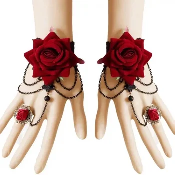 Europene și Americane new retro moda Halloween dantelă roșie a crescut brățară inel o trupa încheietura mâinii miresei, ornamente 2