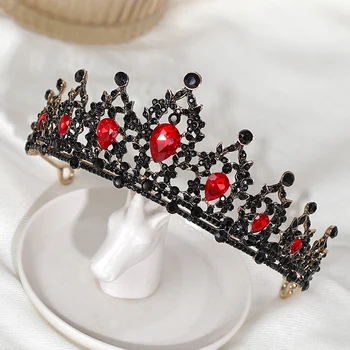Red Crystal Crown Mireasa Accesorii De Par Stras De Cristal Accesorii De Nunta Tiara Coroana Caciulita 2