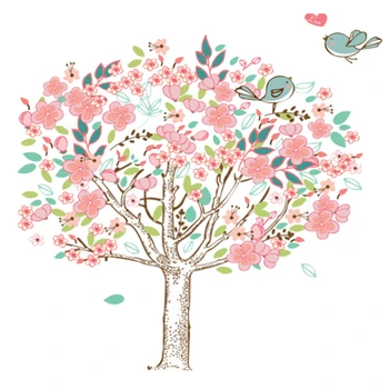 Flori Infloreste Copac Păsări Autocolante De Perete Pentru Camera De Zi Dormitor Decorare Diy Pastorală Perete De Artă Murală Din Pvc Postere Acasă Decalcomanii 4
