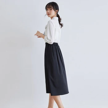 Solid De Culoare De Epocă Fuste Plisate Femei Elegante Coreeană De Moda Doamnelor De Talie Mare Streetwear Fusta A-Line De Sex Feminin Liber Casual 4