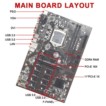 B250 Miniere Placa de baza PCIe X1 PCI-E X16 mining rig BTC ETH Pentru asus LGA1151 USB3.0 SATA3 PROCESOR Intel, placa Grafică Minieră Miner 4