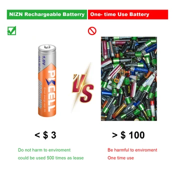 8Pcs PKCELL AAA 900mWh 1.6 v NI-ZN Baterii Reîncărcabile aaa baterie Dotat cu Ni-Zn Încărcător de baterie pentru aa/aaa nizn baterie 5